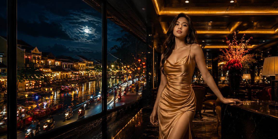 Người dùng nhâm nhi cà phê Việt Nam và kiểm tra cashback bonus trên điện thoại tại Hội An